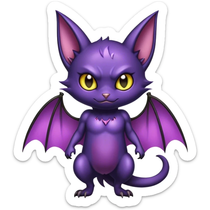 Shiny Dark Cute Cool Badass Noibat-Bat-Cat-fusion-hybrid full body sticker