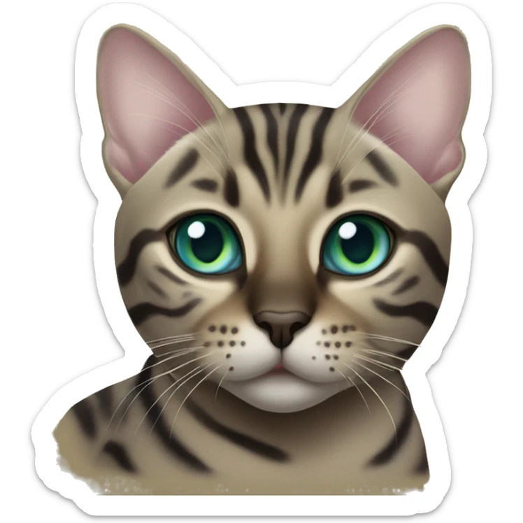 Seal Bengal CAT with Blue eyes with a charcoal Sepia bengal cat with Green eyes sitting  sticker