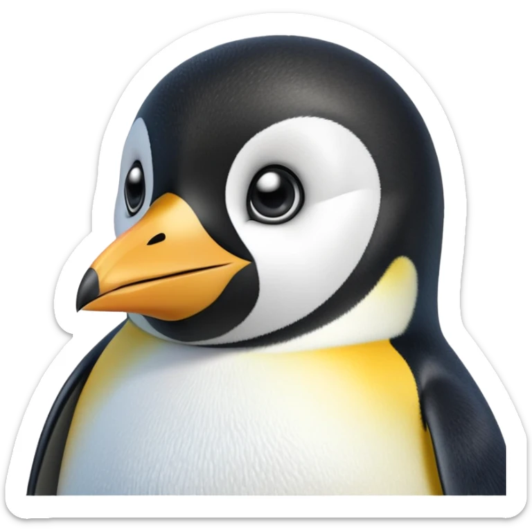 cinematic-adult-emperor-penguin-portrait-emoji,-head-tilted-playfully-and-inquisitively,-with-glossy,-pristine-plumage,-sparkling-eyes-filled-with-curiosity,-simplified-yet-irresistibly-adorable-features, black face sticker