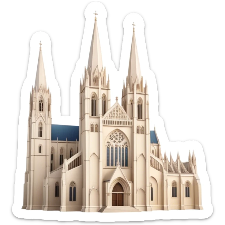 Cinematic Realistic Zagreb Cathedral Landmark Emoji, depicted with Gothic architecture rendered with lifelike detail and majestic, soft lighting. sticker