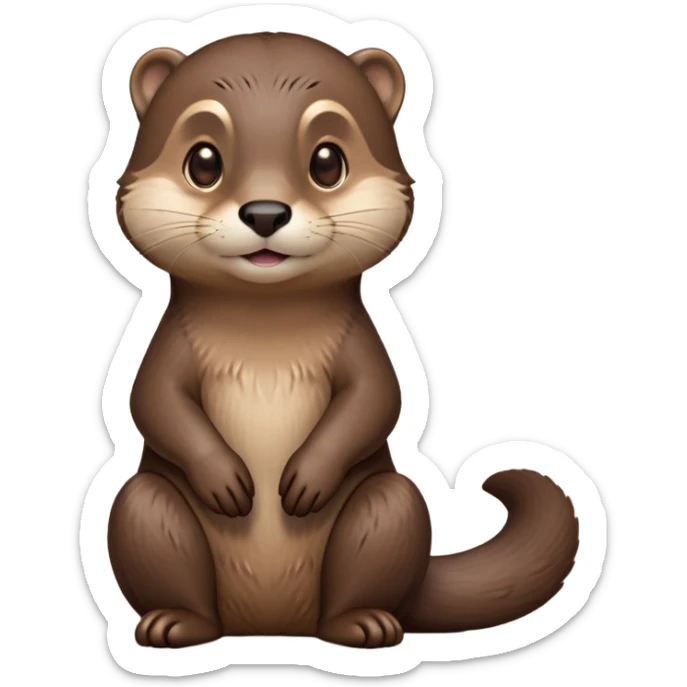 cinematic-noble [otter]-realistic-full-body-sitting-emoji,-tail-tucked-close,-head-tilted-dramatically,-sleek-[brown]-fur,-simplified-yet-realistic-focused-features,-highly-detailed,-glowing-with-an-almost-sarcastic-glow  expressive eyes sticker