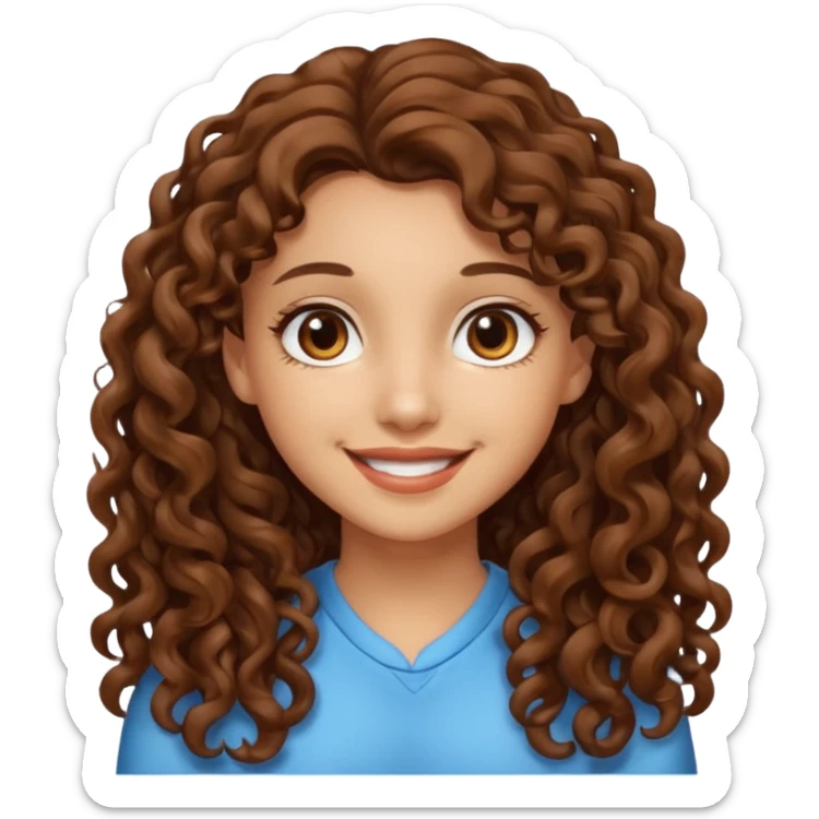 pretty girl brown long hair curly with brown eyes and lightskin  sticker