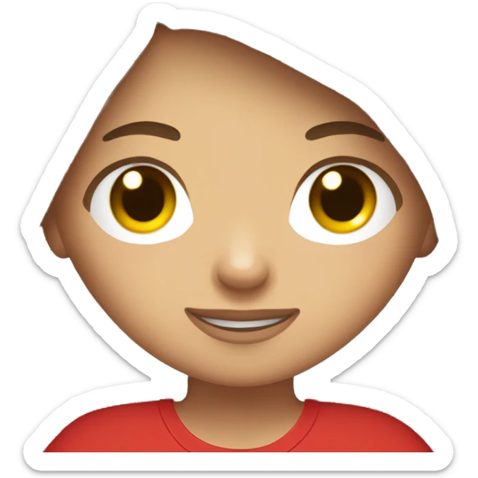 girl with long brown hair, light skin, in scarlet t-shirt, black trousers and with a camera in her hands sticker