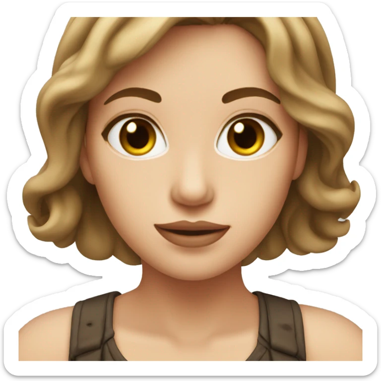 White woman with brown mid length hair and brown siren eyes  sticker