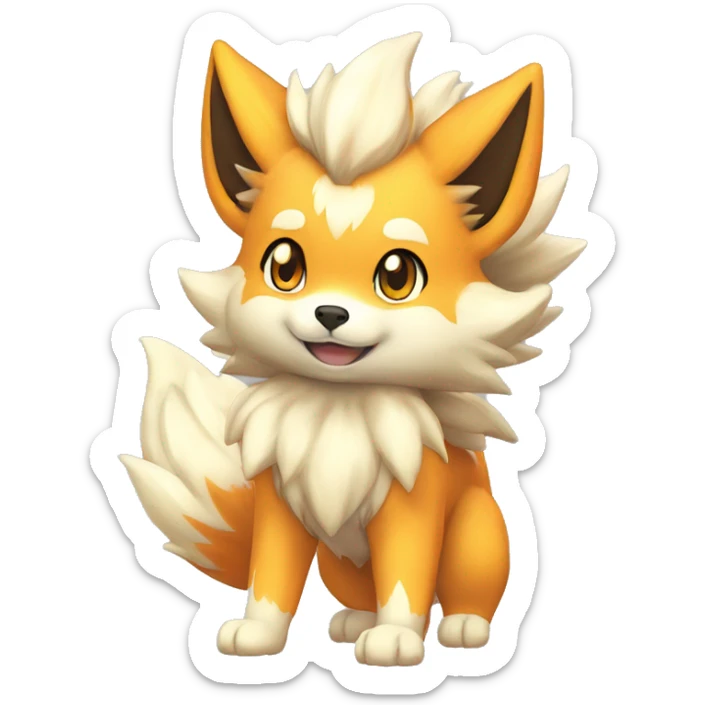 Colorful Shiny Kawaii Cute Arcanine—Vulpix-Ninetails-Shiba-Inu-Fakémon-Pokémon full body sticker