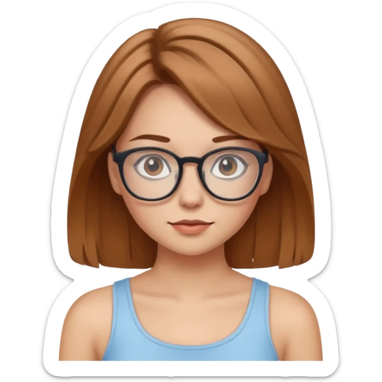 Hafif kumrak saçlı, beyaz tenli, gözlüklü, crop giyinen bir kiz sticker
