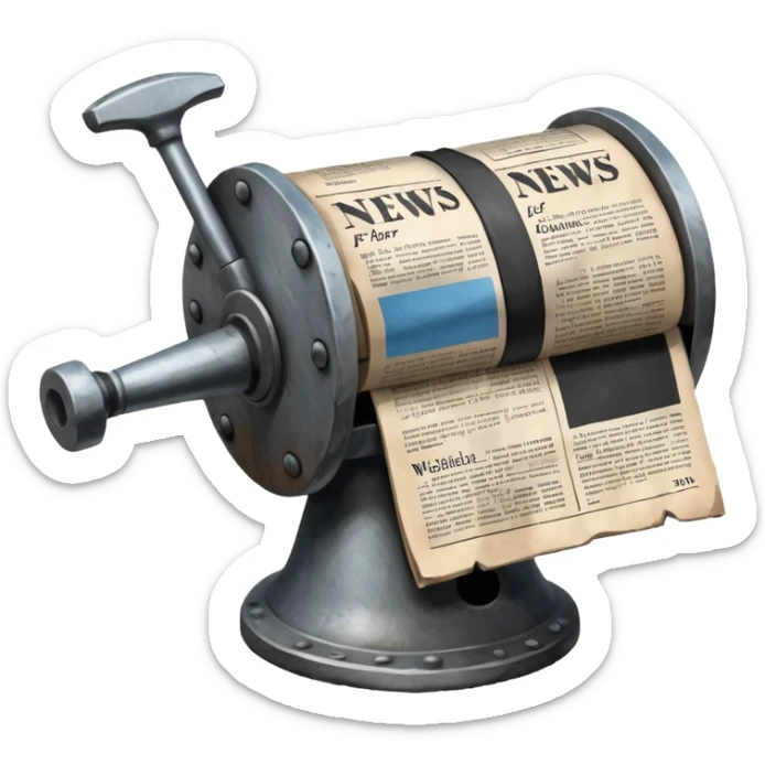 anvil and newspaper together, symbolizing metalworking news emoji sticker
