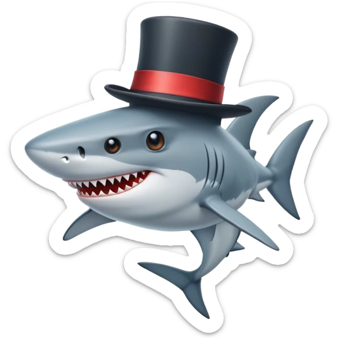 Shark with a top hat sticker
