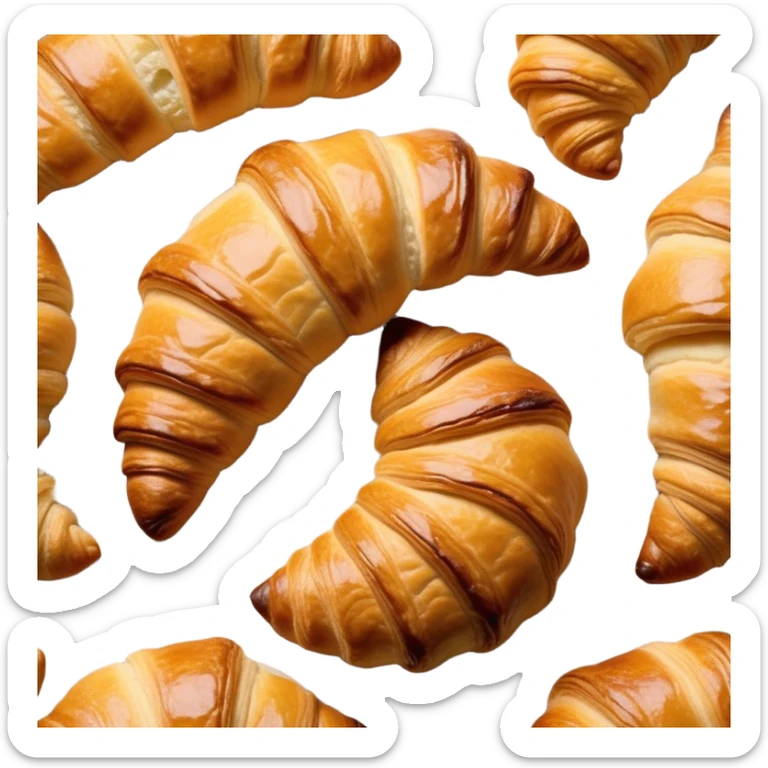 Cinematic Realistic Rustic French Croissant Pastry Emoji, depicted as a flaky, buttery crescent with delicate, layered textures and a slight, intentional char along the edges that imparts a rustic, artisanal charm. The golden, crispy exterior shows a hint of burnt nuance, rendered with warm, inviting lighting and exquisite detail to capture its time-honored, imperfect perfection. sticker