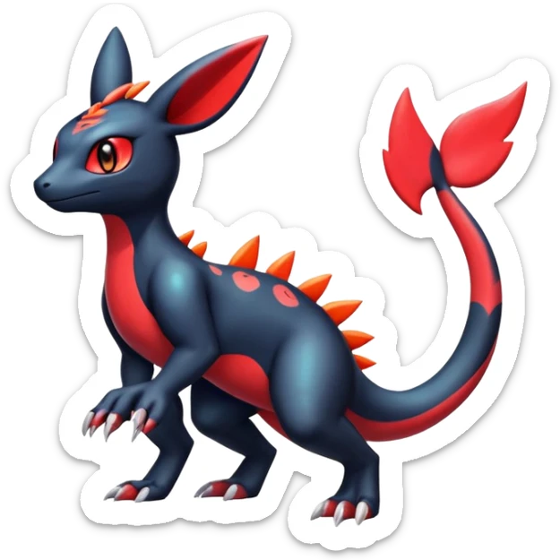 Cute Shiny Guilmon-Quilava-Salandit-Umbreon-Fakémon-hybrid-creature (full body)  sticker