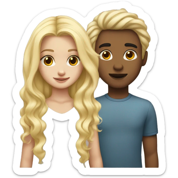 girl and a boy both white girl blonde boy wavy brow hair sticker