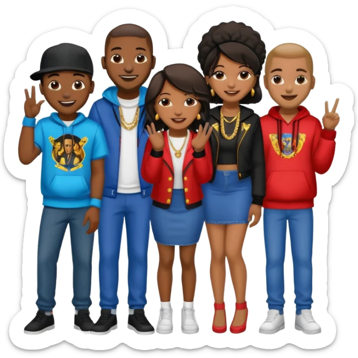 African American crowd of fans men and women at a rap concert sticker