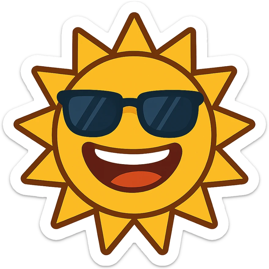 happy sun with sunglasses and a big smile sticker