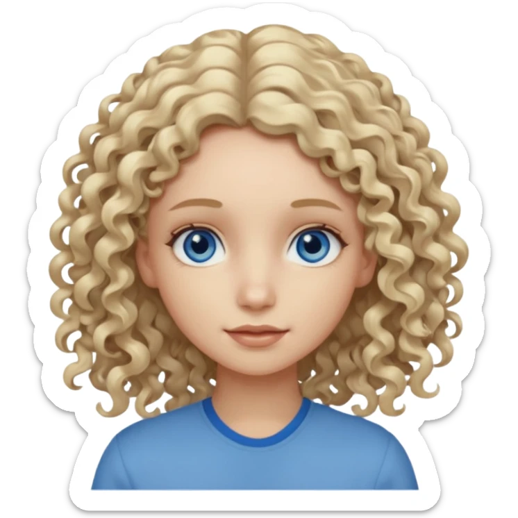 Curly blond blue eyes. Long hair cool beige blond. Longer hair beige ash blonde. sticker