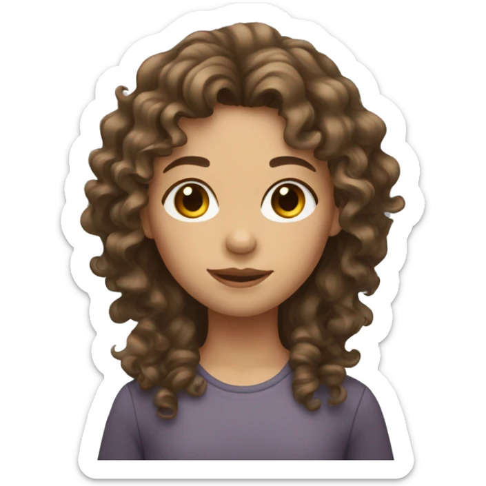 Girl with curly/wavy brown hair sticker