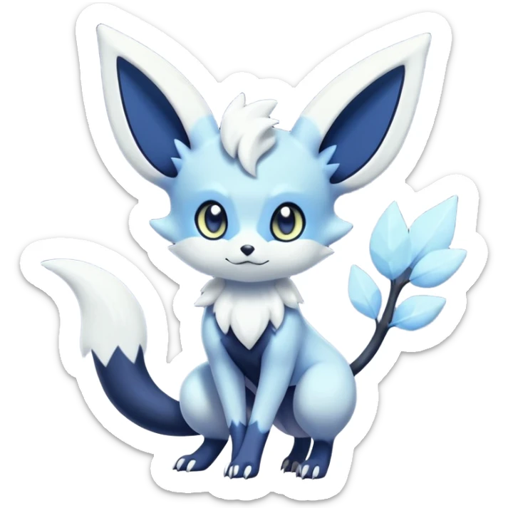 Shiny snowy pastel Nebulae Noibat-Meowstic-Umbreon-Fakémon-hybrid-creature (full body)  sticker