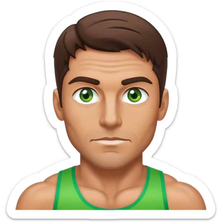 gym guy with brunette hair green eyes and tan skin make him a little older sticker