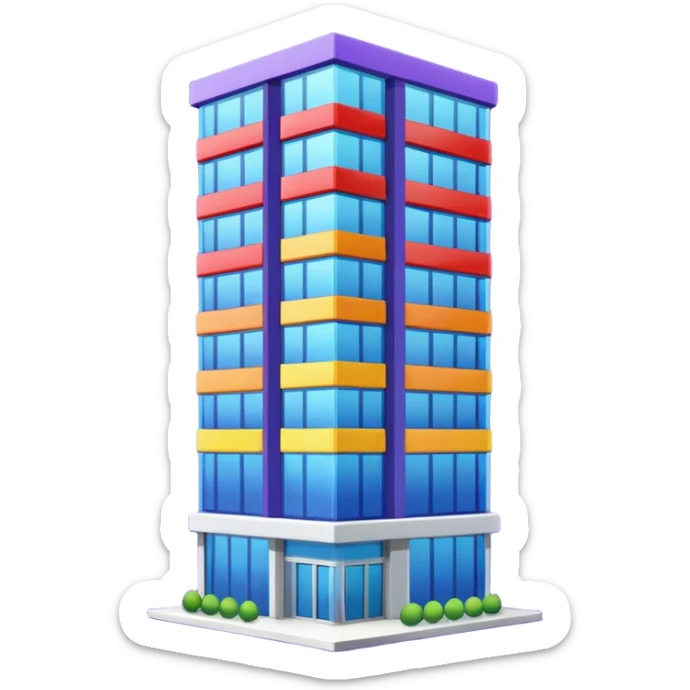 I want a 7 floors building with 7 colours. Starting with violet, indigo, blue, green, yellow, orange , red sticker