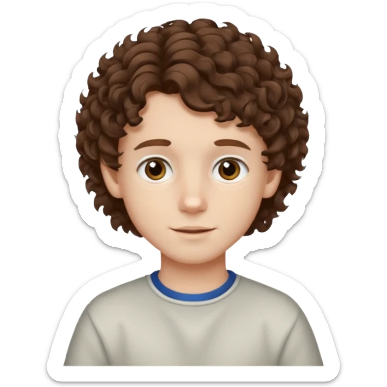 boy,  brown hair, curly hair, brown eyes, pale skin, , hair edger hairtcut sticker
