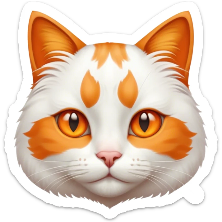 white and orange cat face sticker