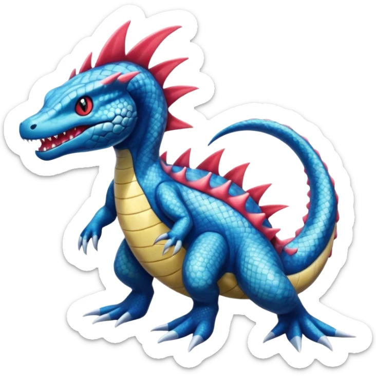 Salandit-Milotic-Feraligatr-Fakémon-hybrid-creature (full body)  sticker