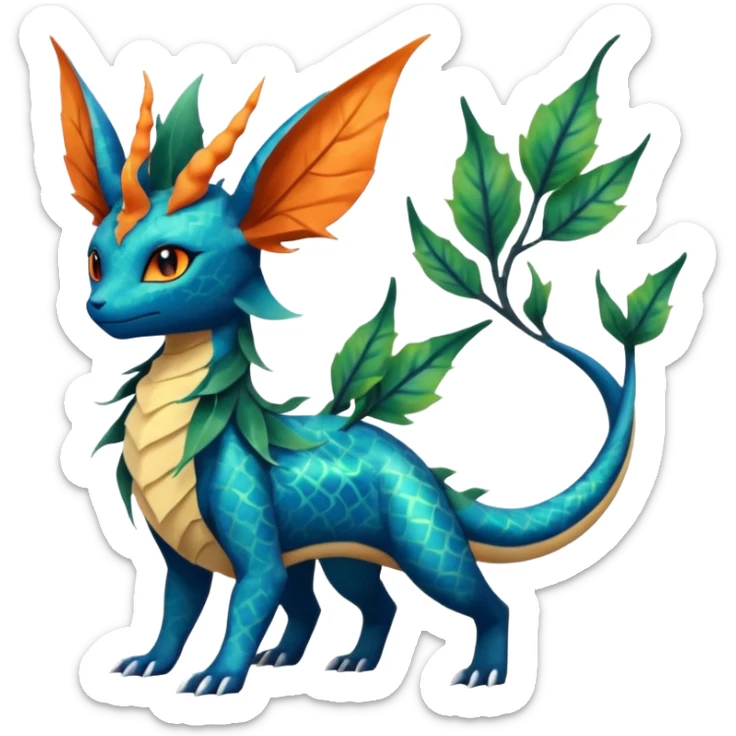 Salandit-Leafeon-Vaporeon-Salamence-hybrid-fusion (full body) sticker