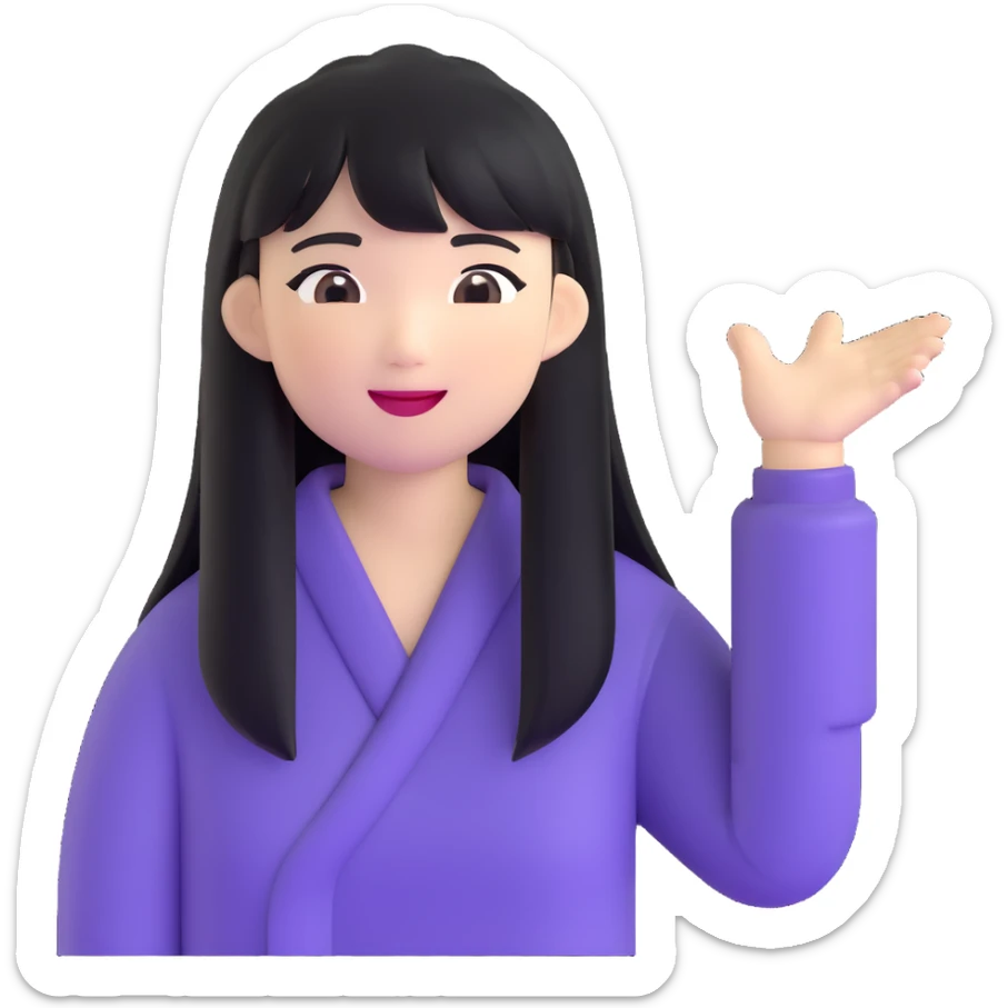 Asian woman with long black straight hair with bangs cheering for Doosan Bears baseball team sticker