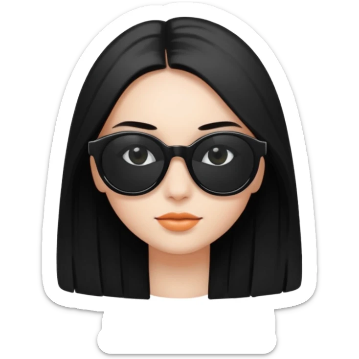 Génère moi un emoji d’une fille avec des lunettes noire et des cheveux lisse attaché avec des cils mi-long  sticker