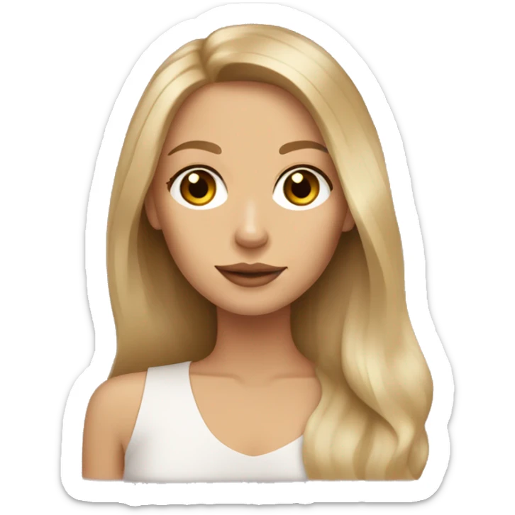 long dirty blonde hair, brown eyes, caucasian lady with tan chihuahua sticker