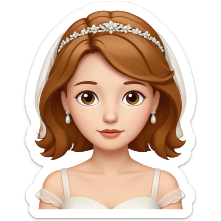 White tanned skin bride with hazel hair with a chin on her face sticker