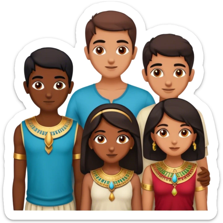 5 best friends, 1 Egyptian man, 1 indian girl 1 persian girl 1 moroccan boy 1 black boy sticker