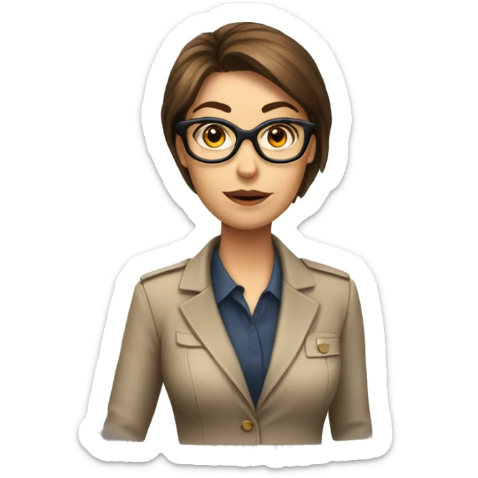 Female fraud investigator brown hair glasses sticker