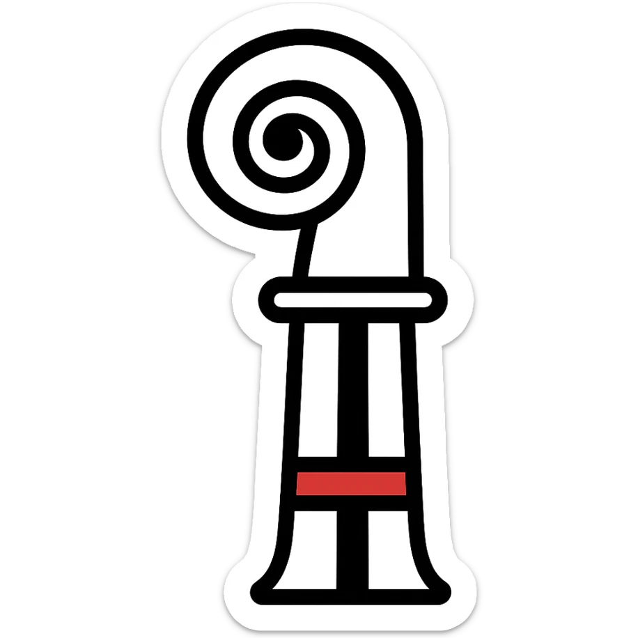 Basel-Stadt canton flag, black crozier with red details on white, clean and bold, no text, flat design sticker