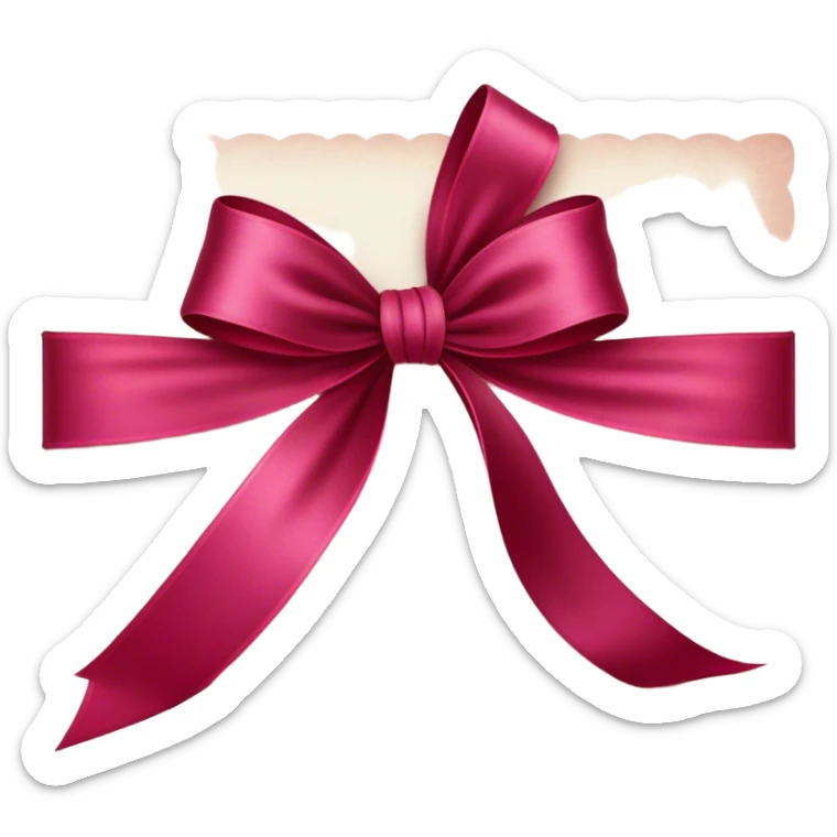 Postcard  in Persian red color tied with silk aesthetic ribbon of powder raspberry color in glamour vintage theme sticker