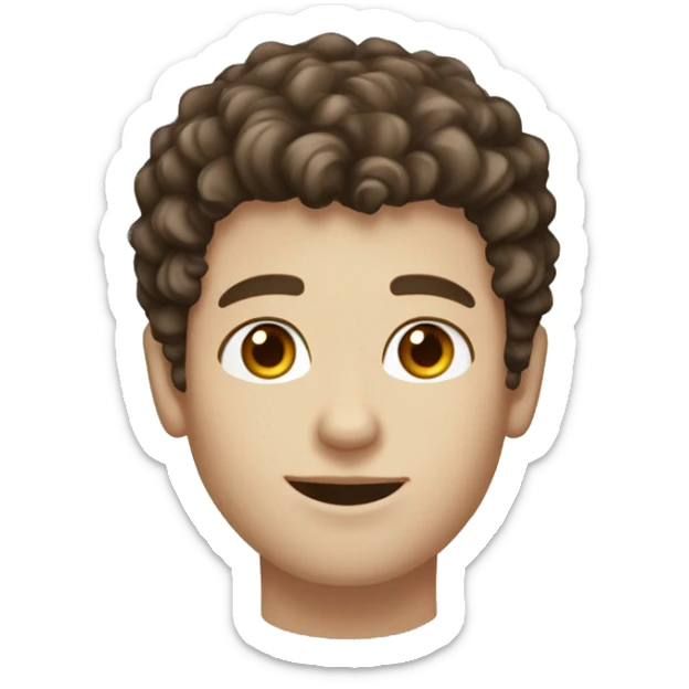 white skinned male teen with diamond face shape  brown curly fringe hairstyle and brown eyes sticker