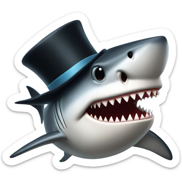 Shark with a top hat sticker