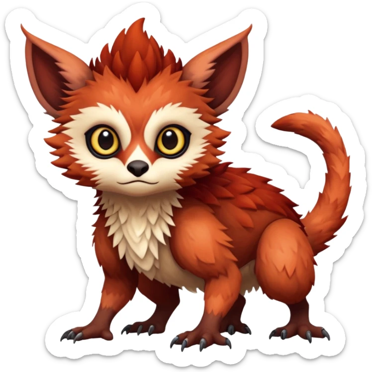 warm-colored Vernid-Trico-Fionbri-creature (full body) sticker