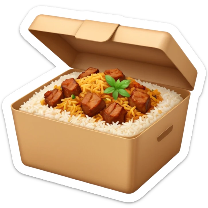 i want an emoji of biriyani in a food delivery box sticker