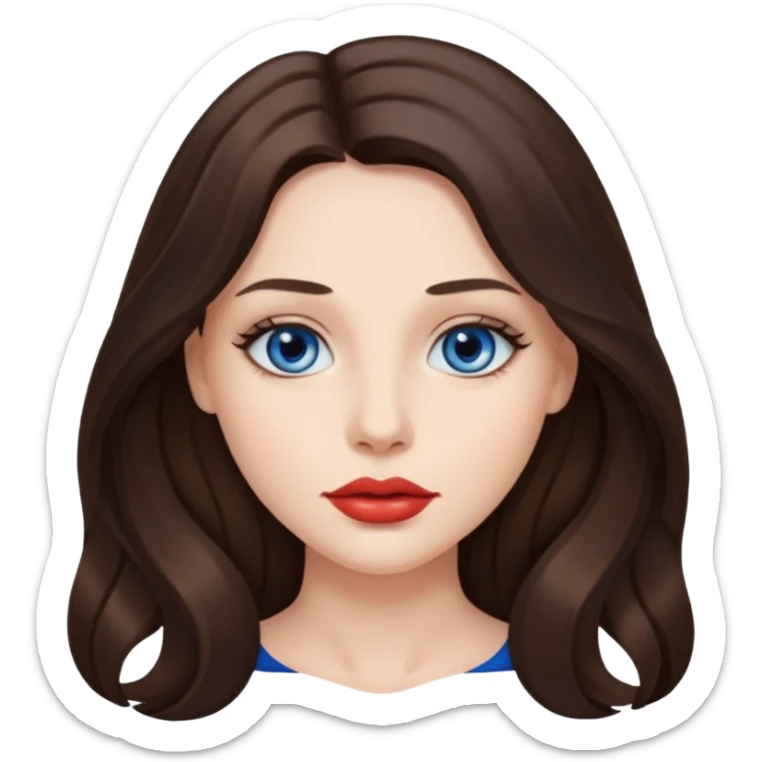 Woman with fair skin long brunette hair dark blue eyes and full lips sticker
