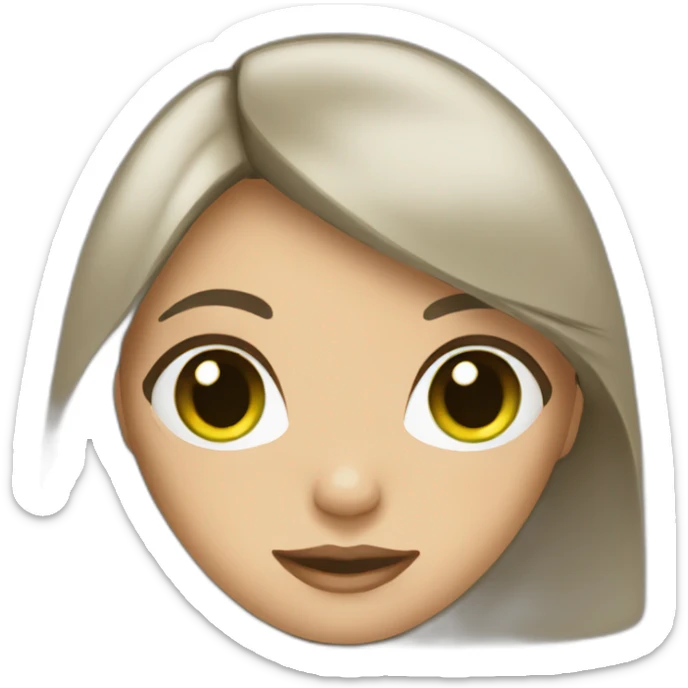 Girl wirh Green eyes and dark brown mid-length hair  sticker