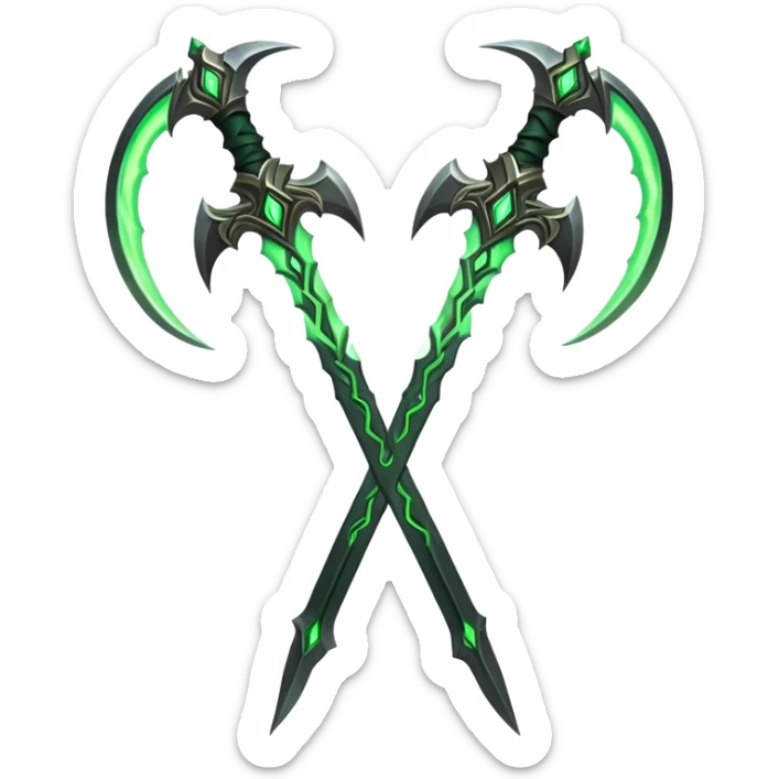 World of Warcraft warglaives weapon, curved blades like Illidan's weapons sticker