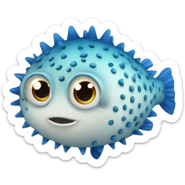 blue puffer fish toy sticker