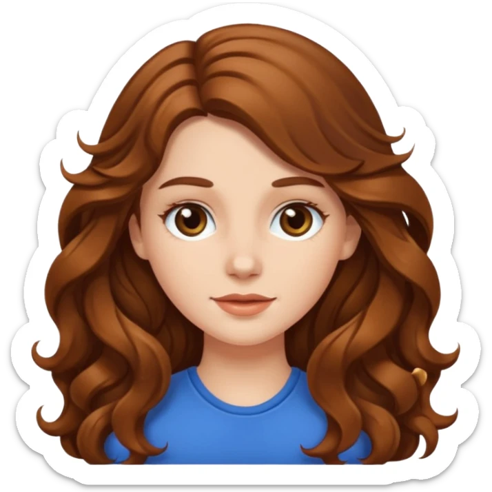A while girl with long wavy brown hair  sticker