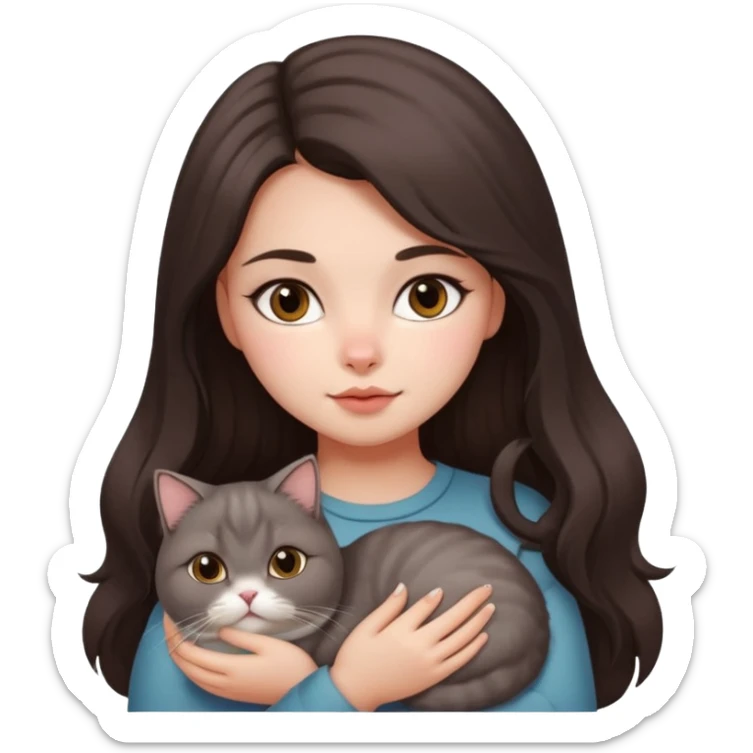 the girl with the long dark brown hair and  blush in her cheeck carry the fat persian PEAKNOSE grey sticker