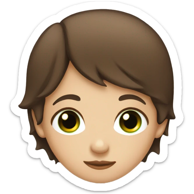 A boy with brown hair and green eyes and a brown hair girl with brown eyes kissing  sticker