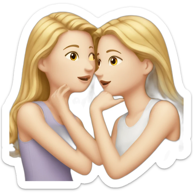 one white girl whispers in the ear of another white girl sticker