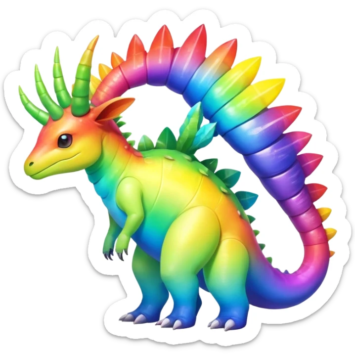 Shiny Exotic Colorful Meganium-Amaura-Aurorus-Fakémon-hybrid-creature (full body)  sticker