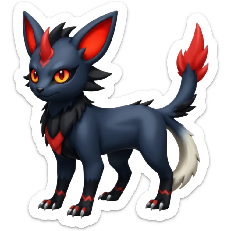 Handsome cool badass edgy Absol-Litten-Umbreon-Giratina-Pokémon-Fakémon-fusion-hybrid-creature, full body sticker
