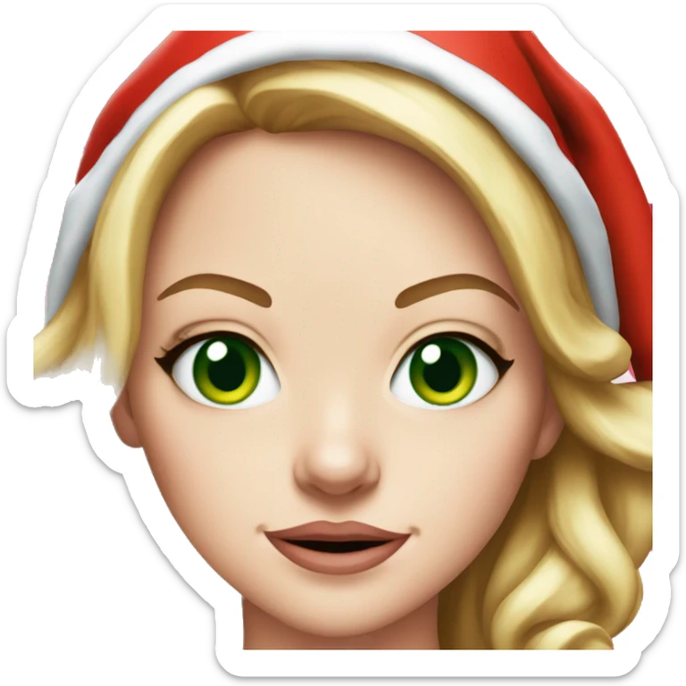 Emma Stone running emoji in a santa costume green eyes sticker