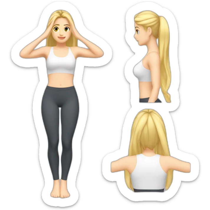 fit Caucasian woman small panties hands-in-hair pose (full body) sticker